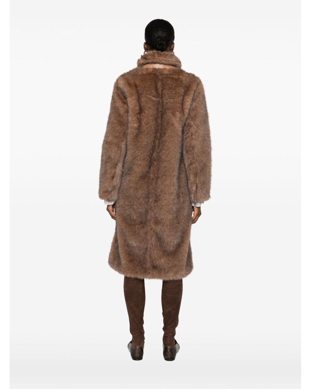 Molliolli Brown Bee Faux Leather Coat