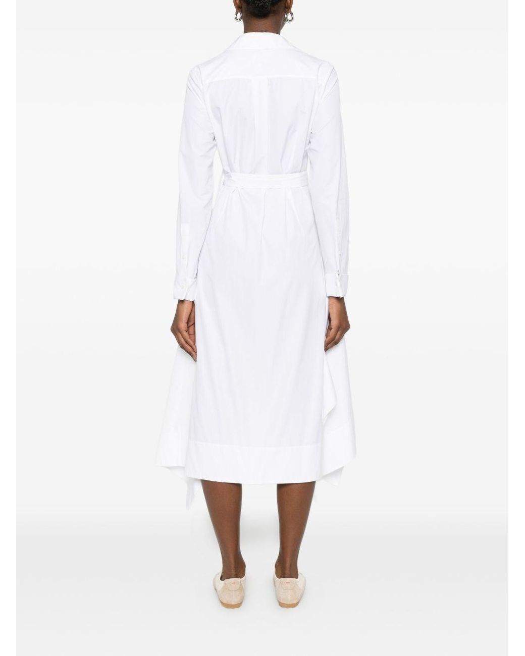 Loewe White Cotton Draped Dress
