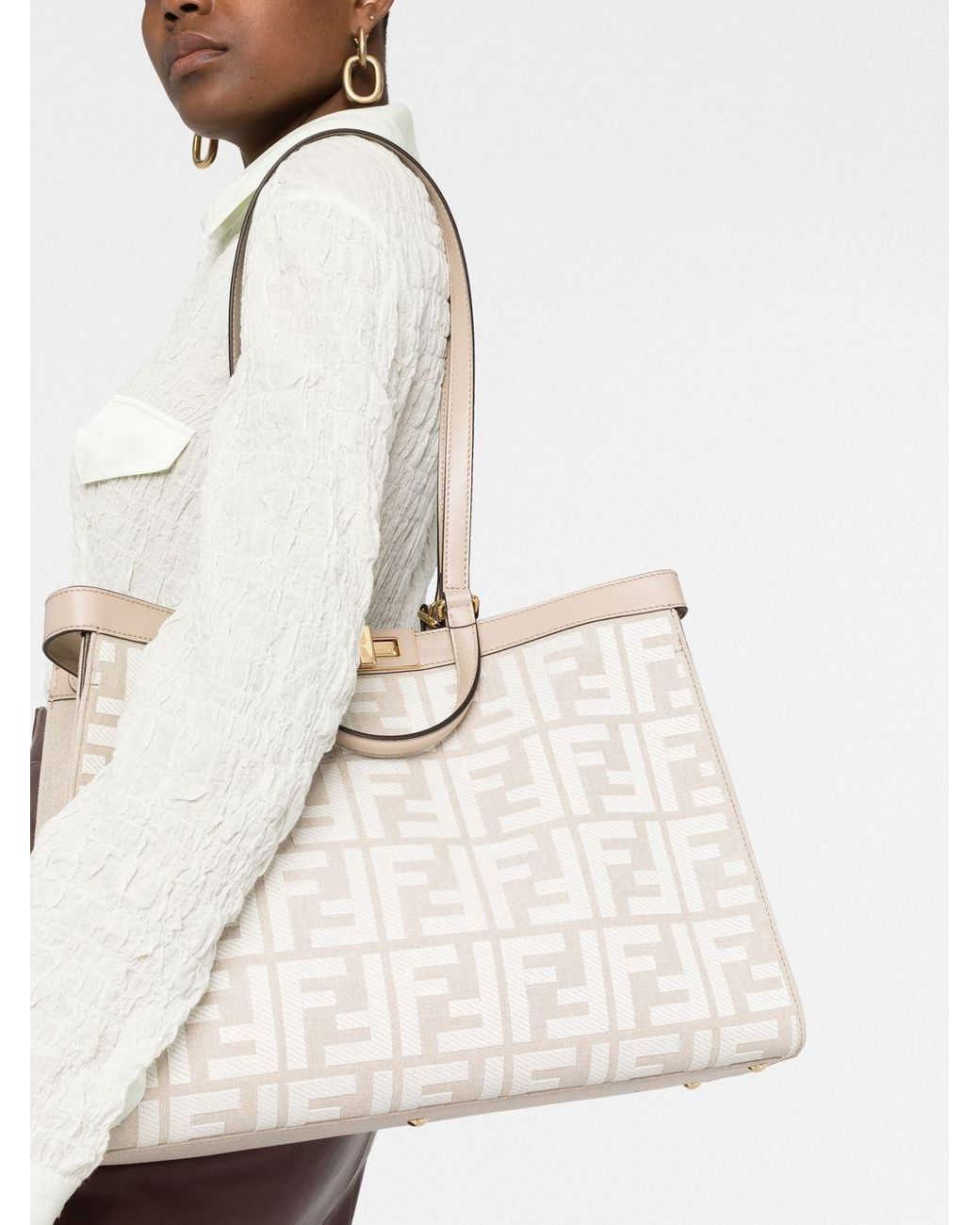 Fendi Peekaboo X-tote Ff-motif Bag in White | Lyst