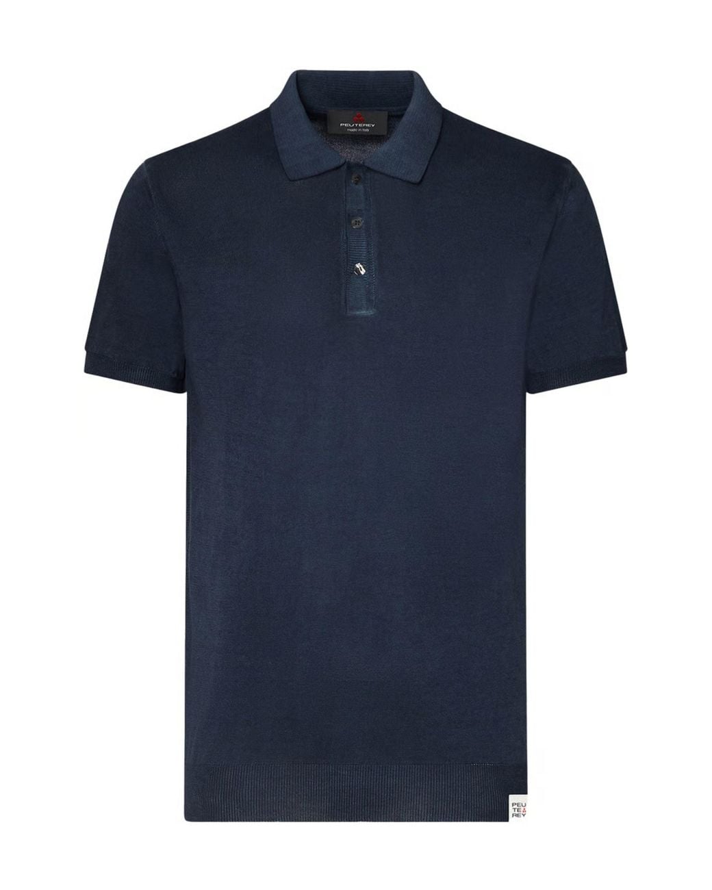 Peuterey Blue Classic Ribbed Cotton Polo Shirt for men