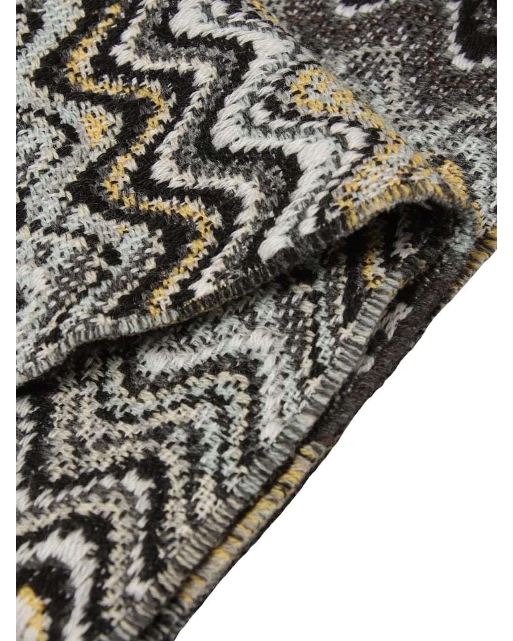 Missoni Gray Zigzag-Pattern Wool Scarf for men