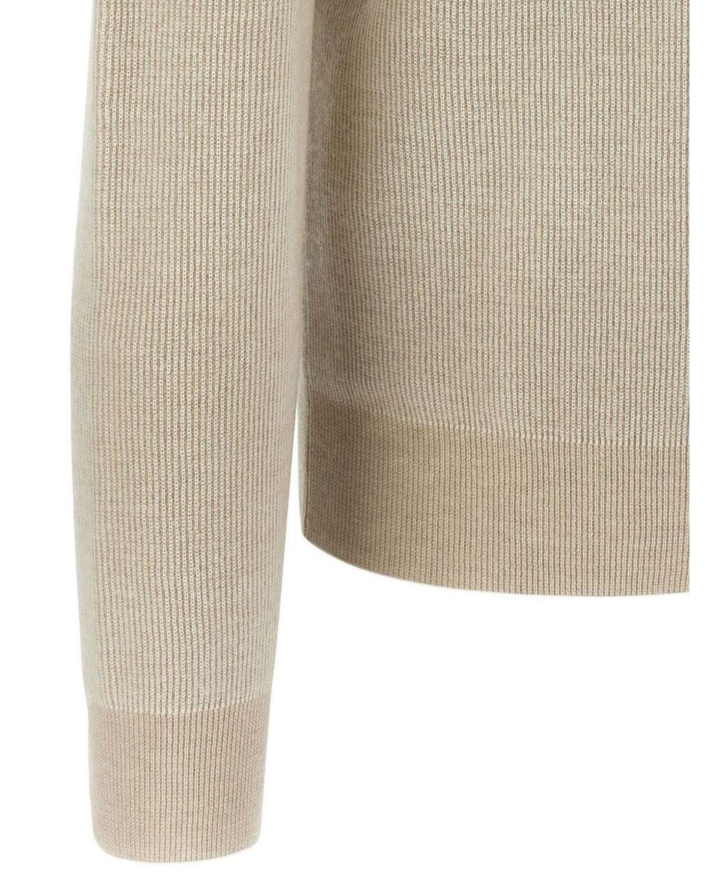 Brioni Natural Cashmere And Wool Crewneck Sweater for men