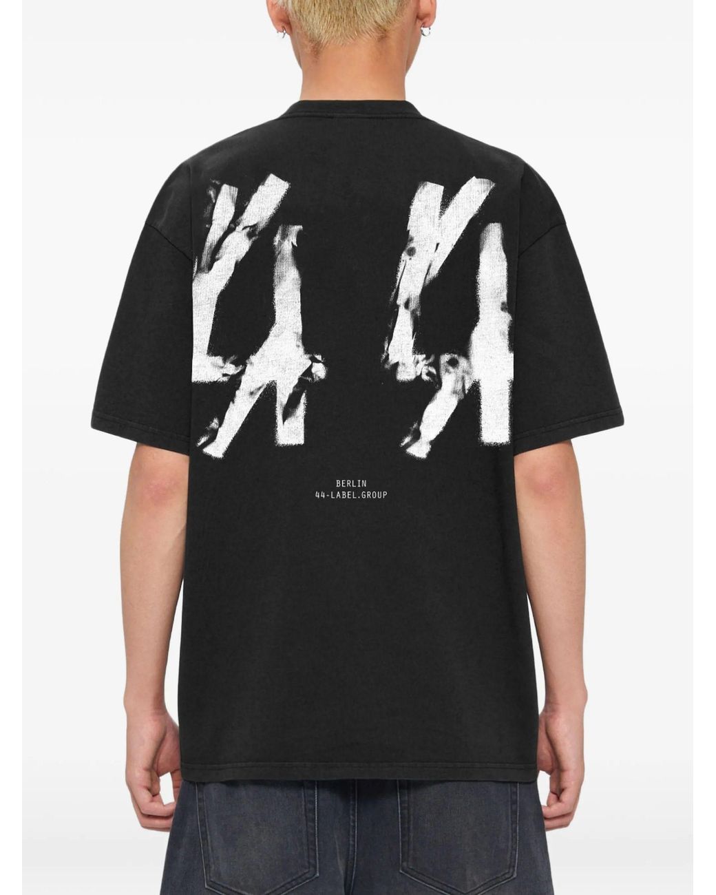 44 Label Group Black T-Shirt With Logo for men