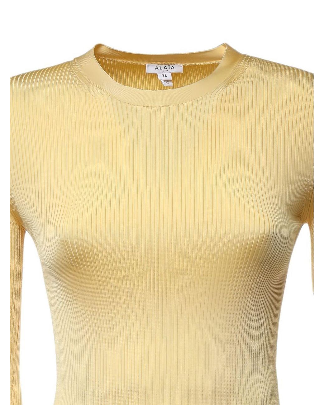 Alaïa Yellow Ribbed Silk Top