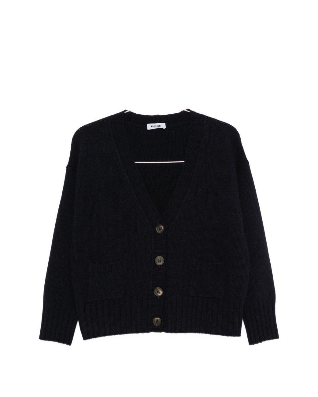 Base London Black Wool V-Necked Cardigan