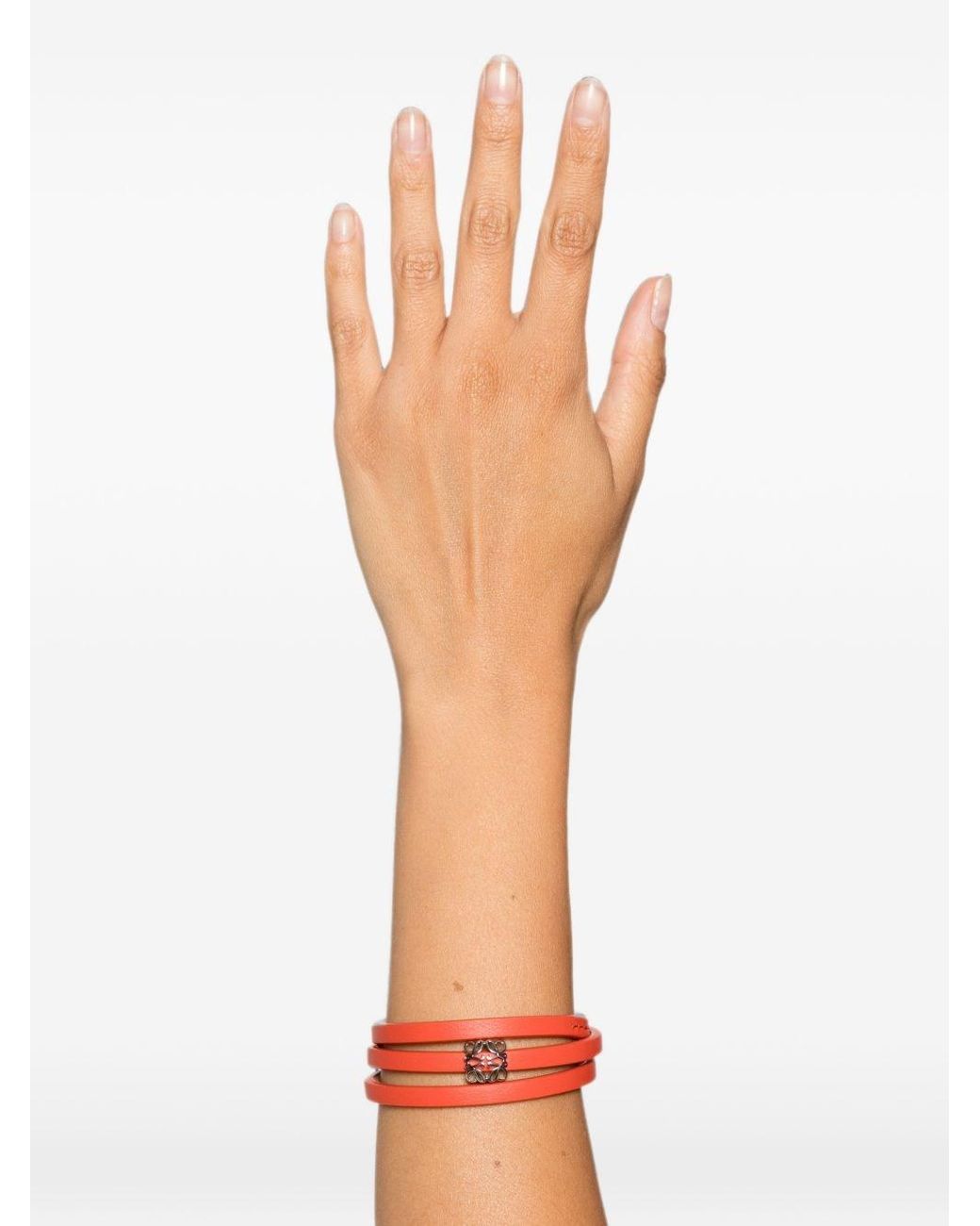Loewe Red Anagram Bombé Leather Bracelet