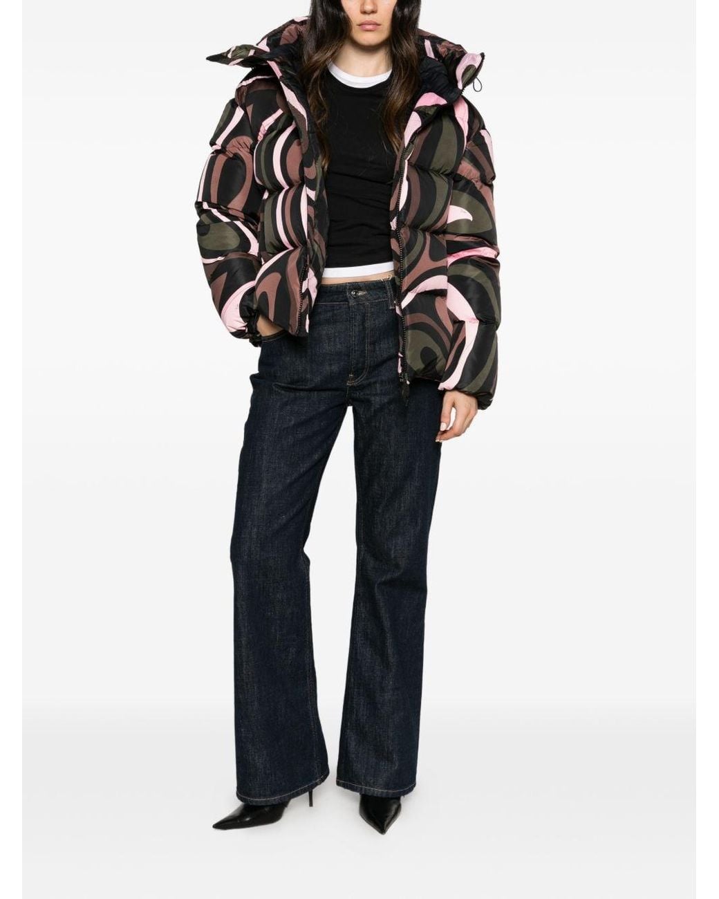 Emilio Pucci Black Printed Down Jacket