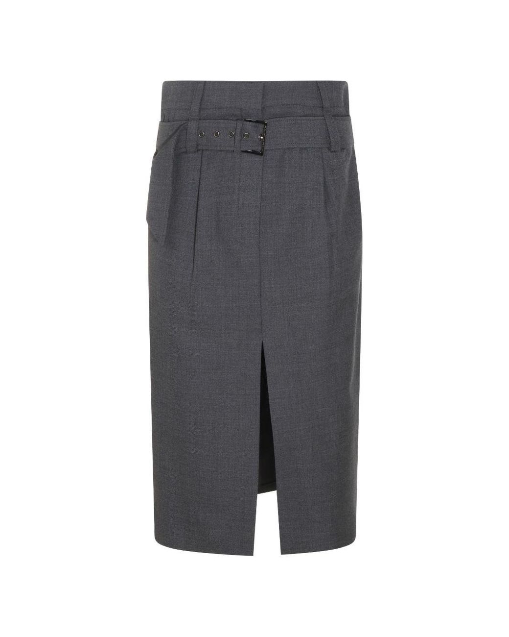 Brunello Cucinelli Gray Wool Long Skirt