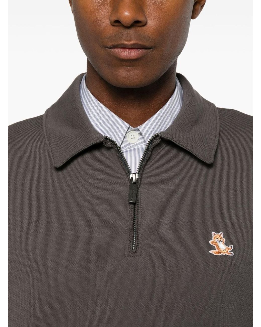 Maison Kitsuné Gray Chillax Fox Cotton Sweatshirt for men