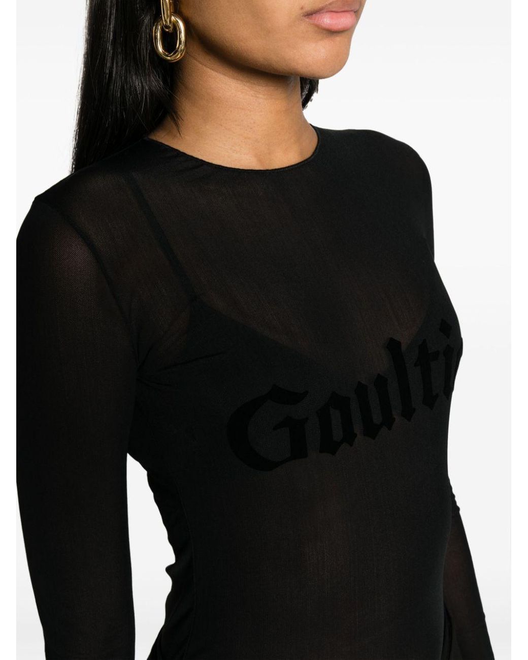 Jean Paul Gaultier Logo-print Mesh Top in Black | Lyst Jean Paul Gaultier Logo-print Mesh Top in Black | Lyst