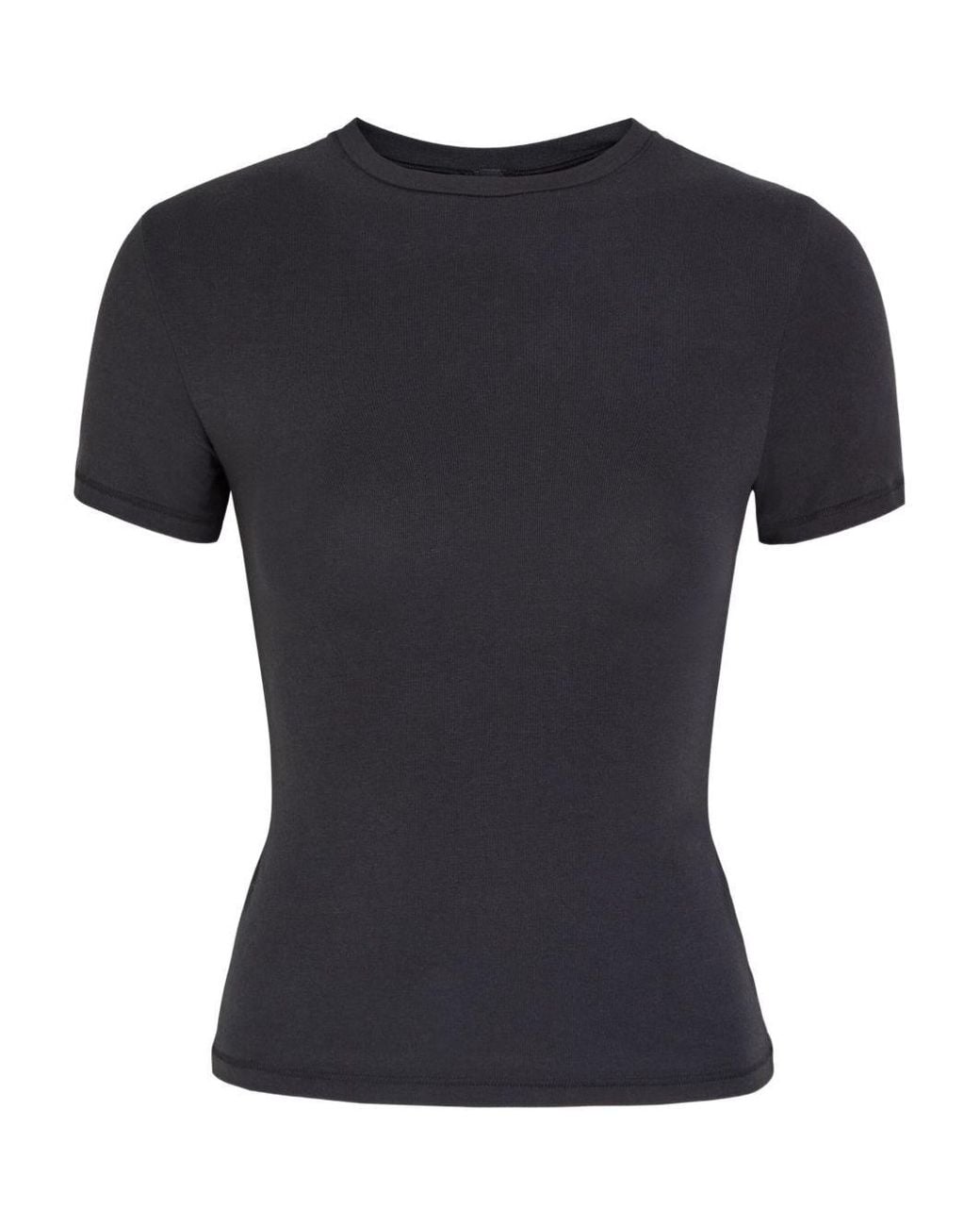 Skims Black Cotton T-Shirt