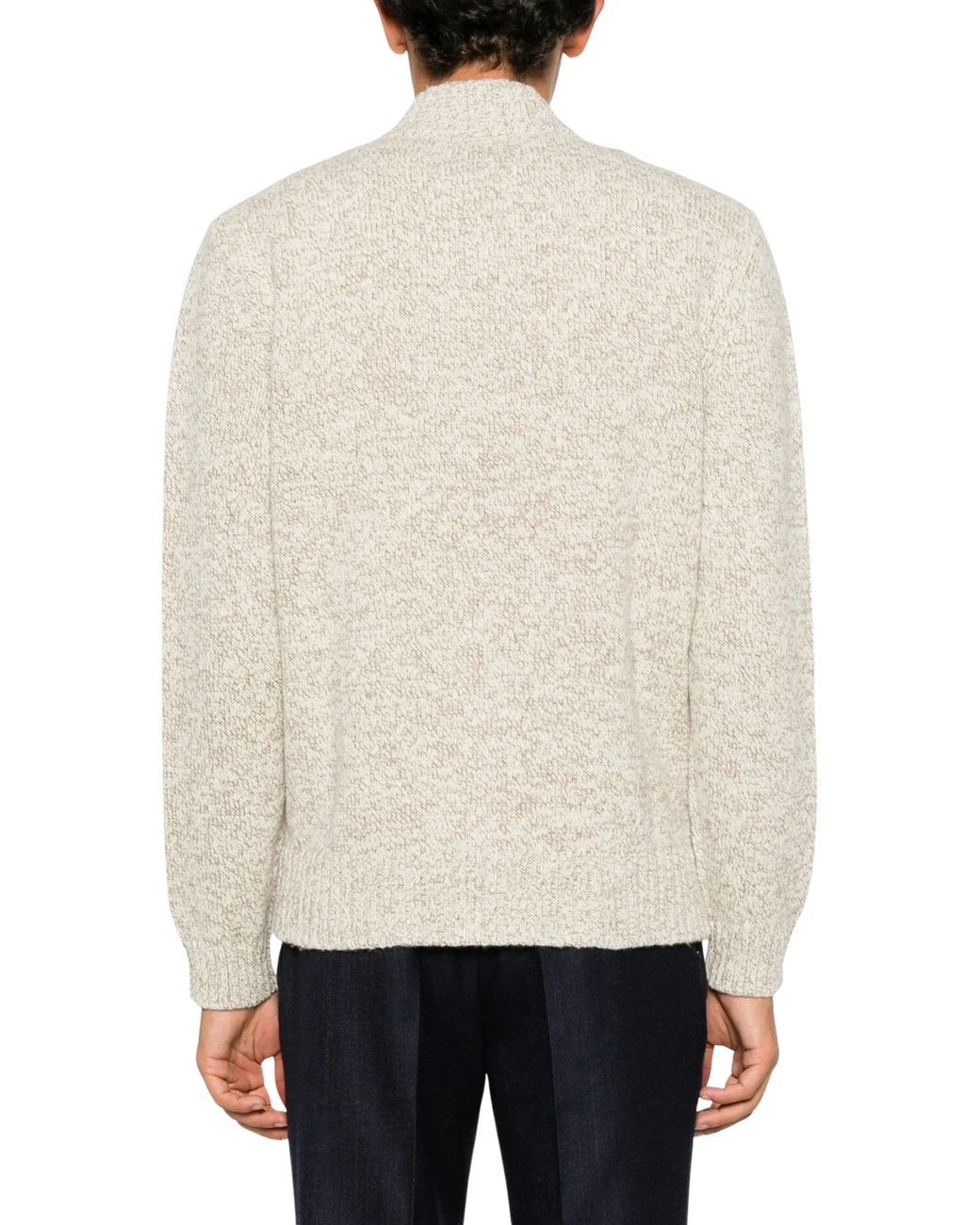 Lardini White Zip-Up Marl-Knit Cardigan for men