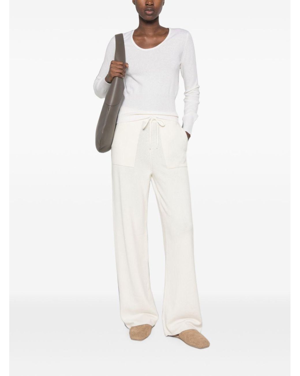 Max Mara White Wool Crewneck Sweater