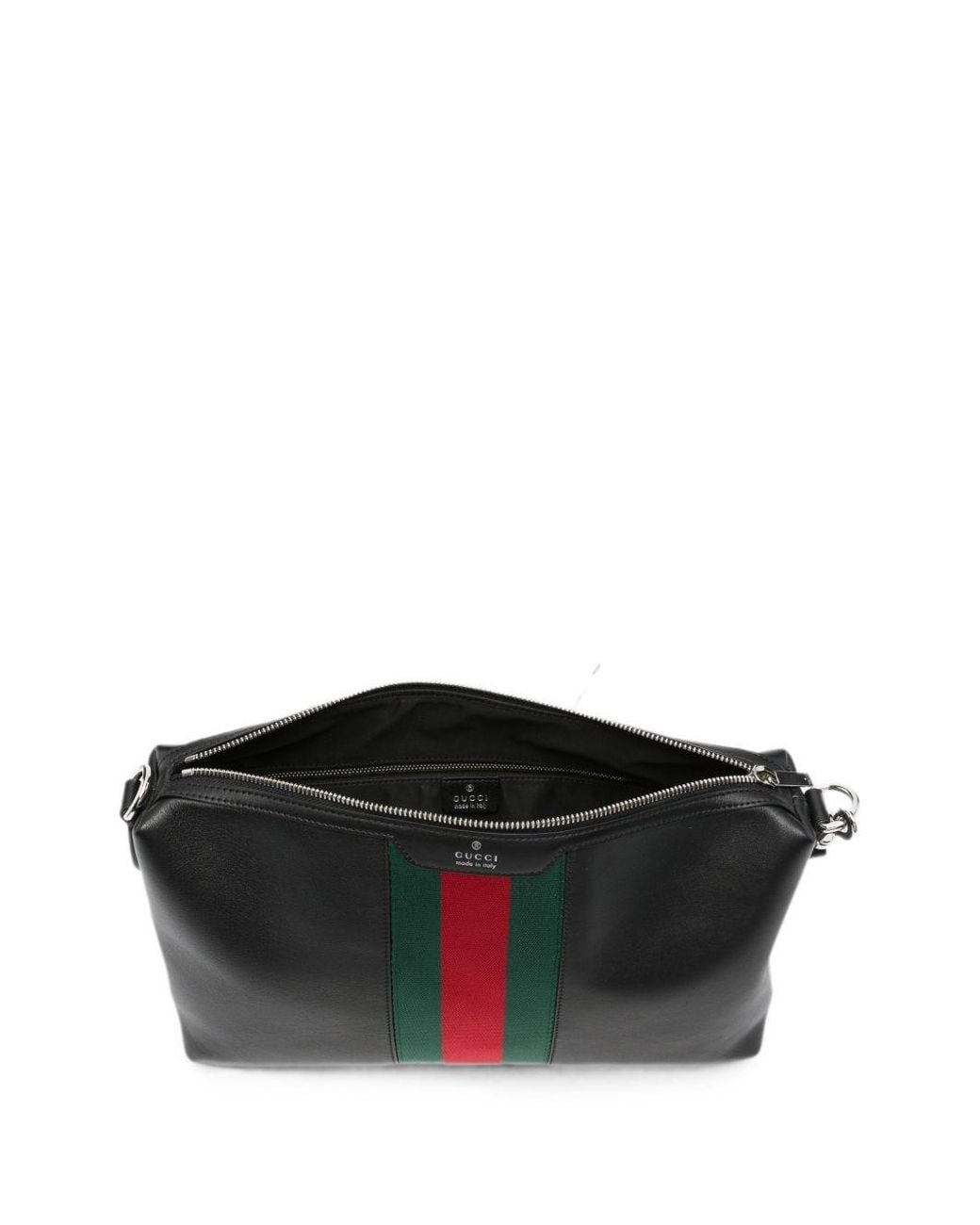 Gucci Black Web Detail Leather Crossbody Bag for men