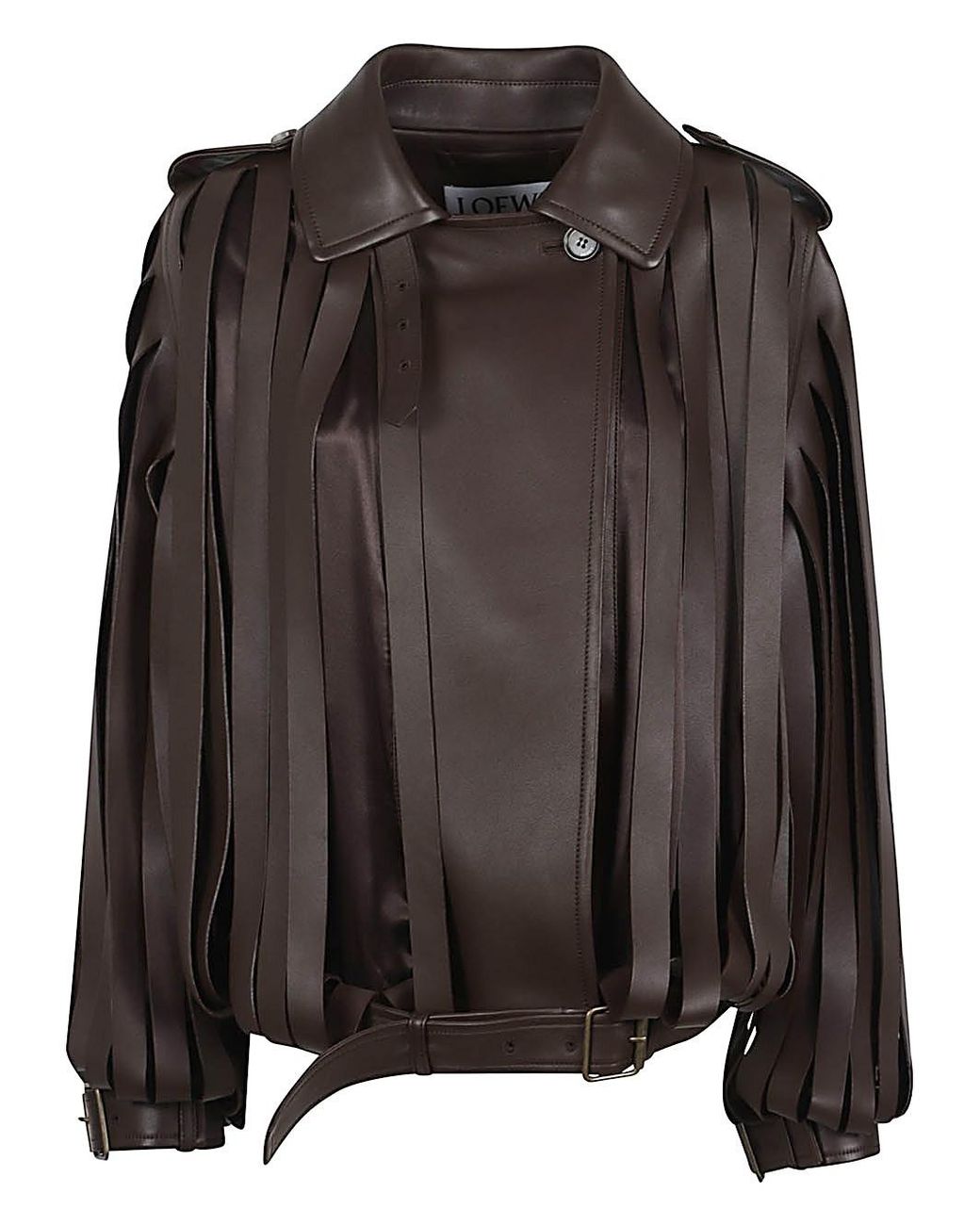 Loewe Brown Leather Belted Jacket