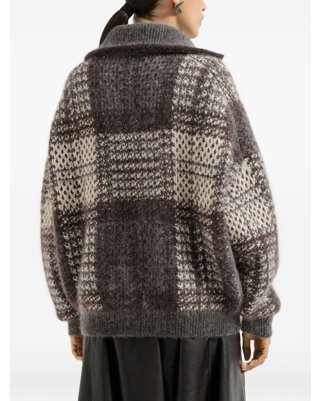 Brunello Cucinelli Black Wool Zipped Cardigan