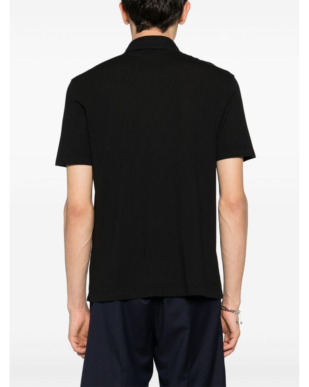 Drumohr Black Cotton Polo Shirt for men