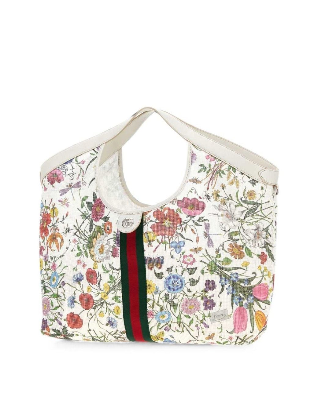 Gucci White Giglio Flora Print Large Tote
