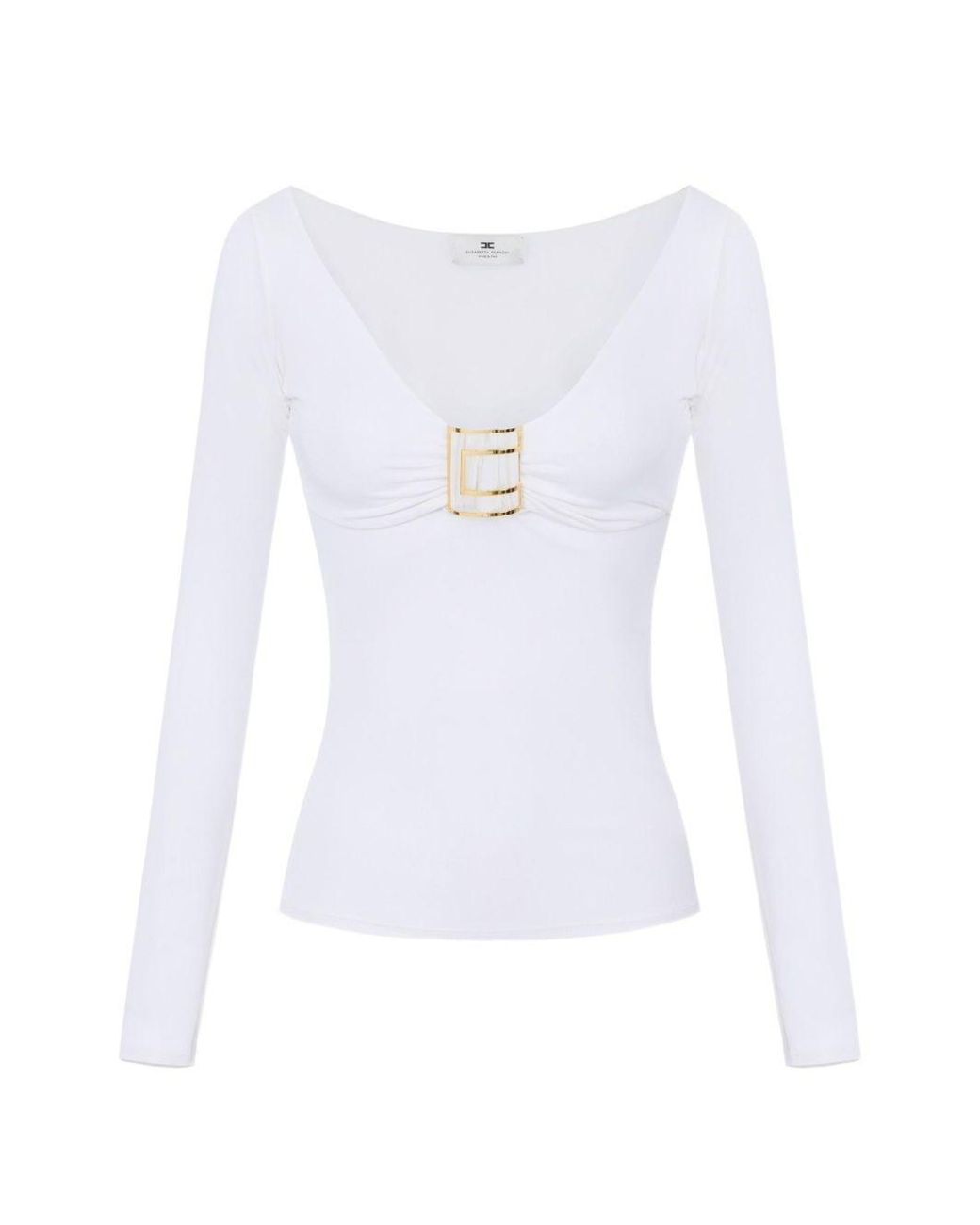 Elisabetta Franchi White V-Necked Sweater
