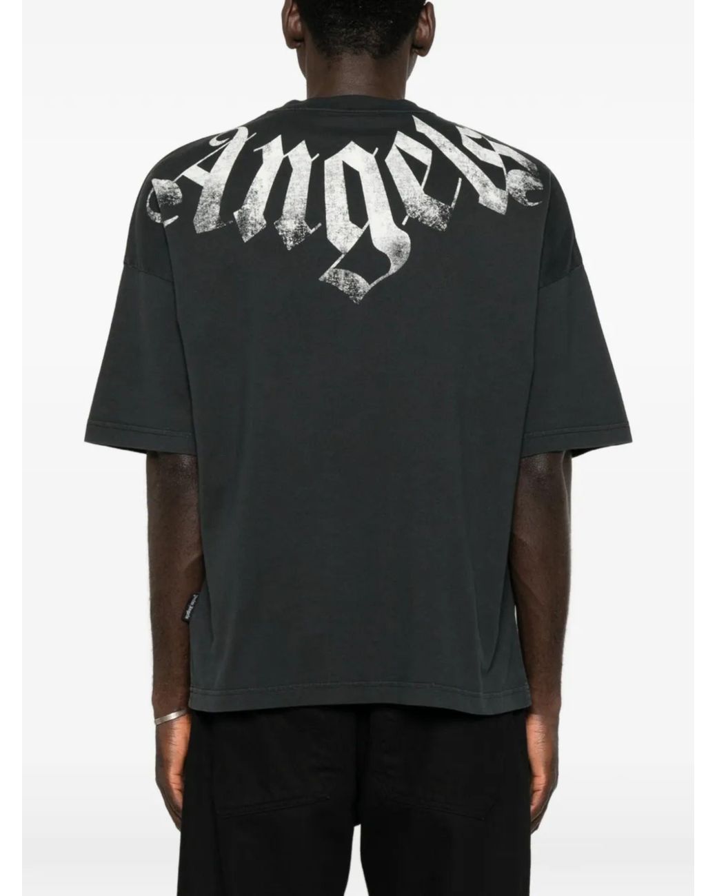 Palm Angels Black Logo Cotton T-Shirt for men