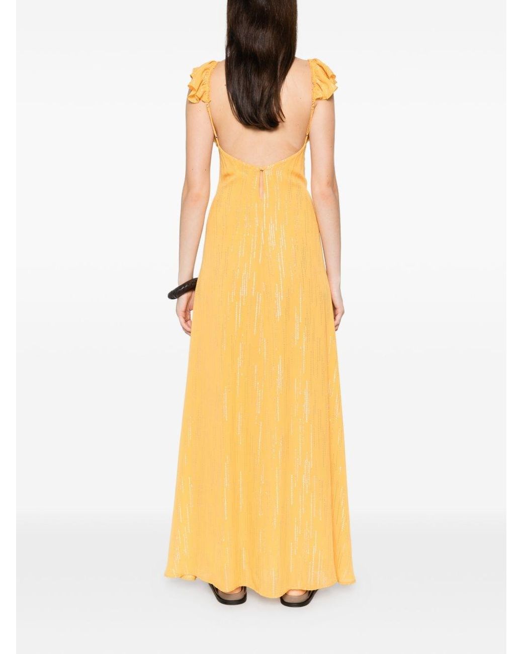 Forte_forte Metallic V-Necked Long Dress