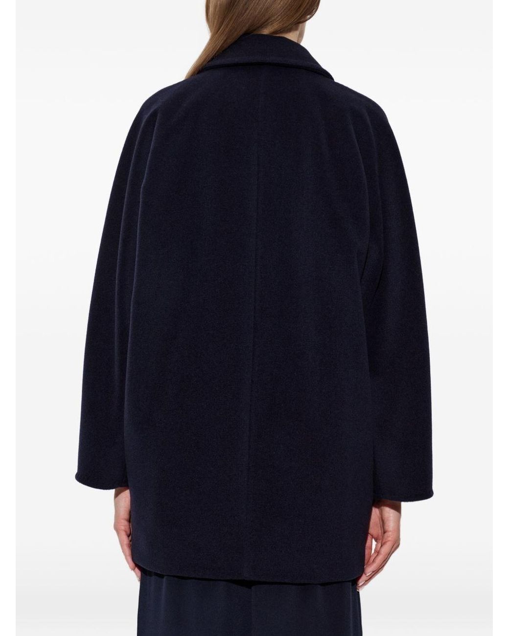 Max Mara Blue Wool And Cashmere Short Coat