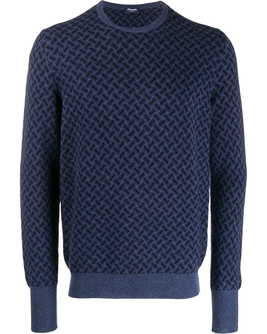Drumohr Blue Biscottino Crew Neck Sweater for men