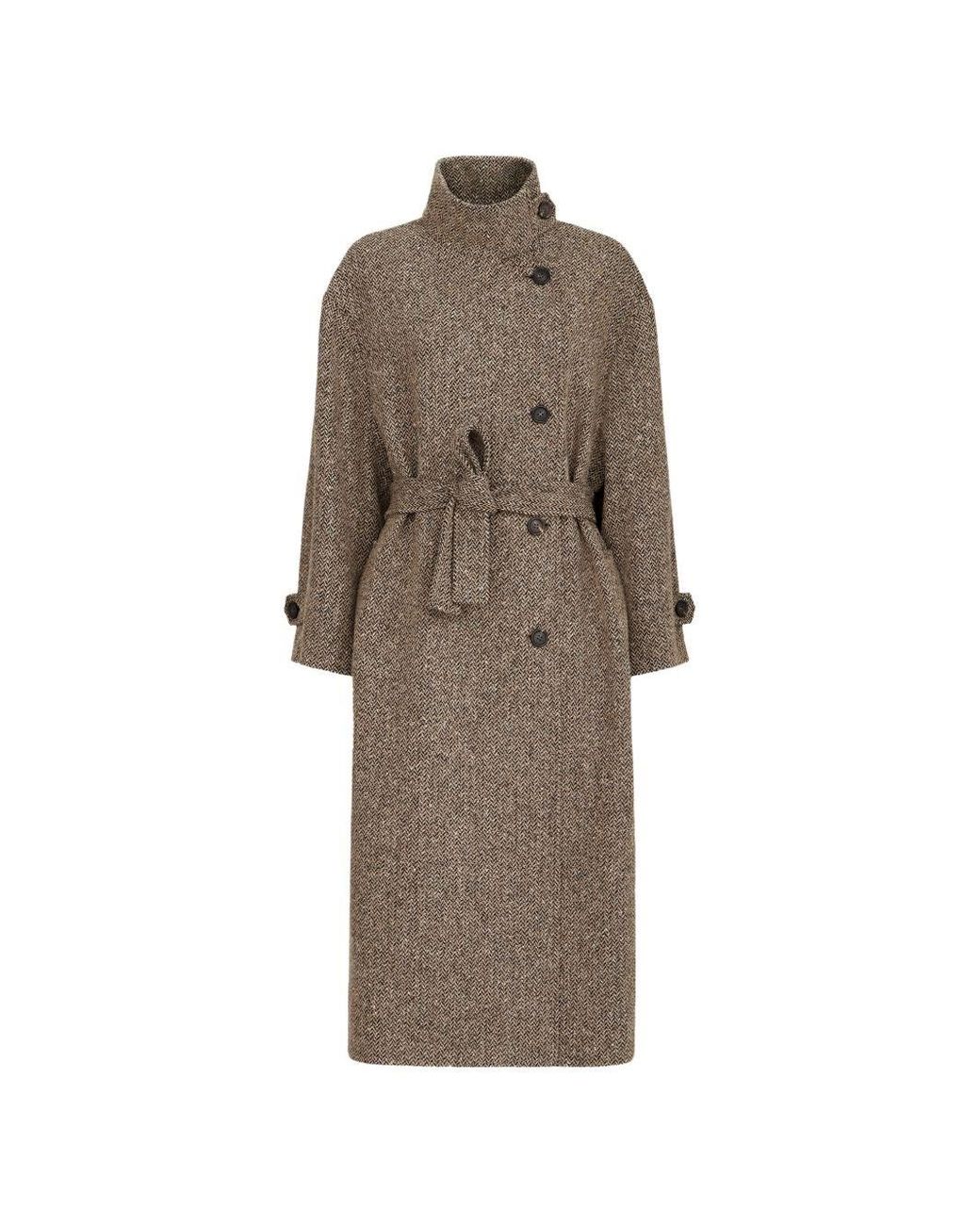Brunello Cucinelli Brown Wool Long Coat