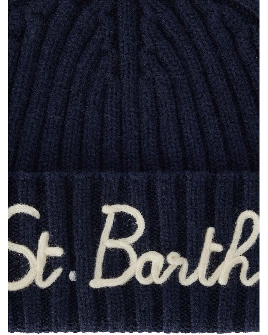 Mc2 Saint Barth Blue Wengen Beanie With St. Barth Embroidery for men