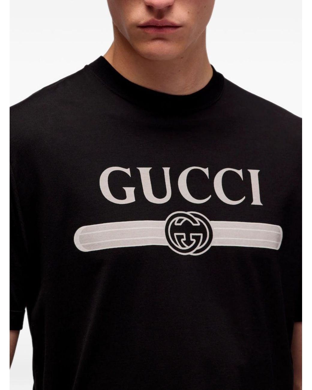 Gucci Black Logo Cotton T-Shirt for men