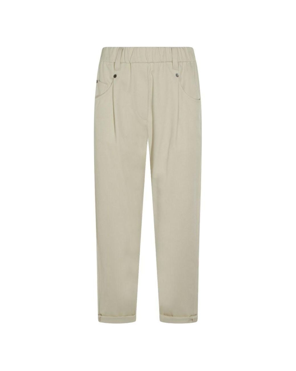 Brunello Cucinelli Natural Relaxed Elasticated Pants