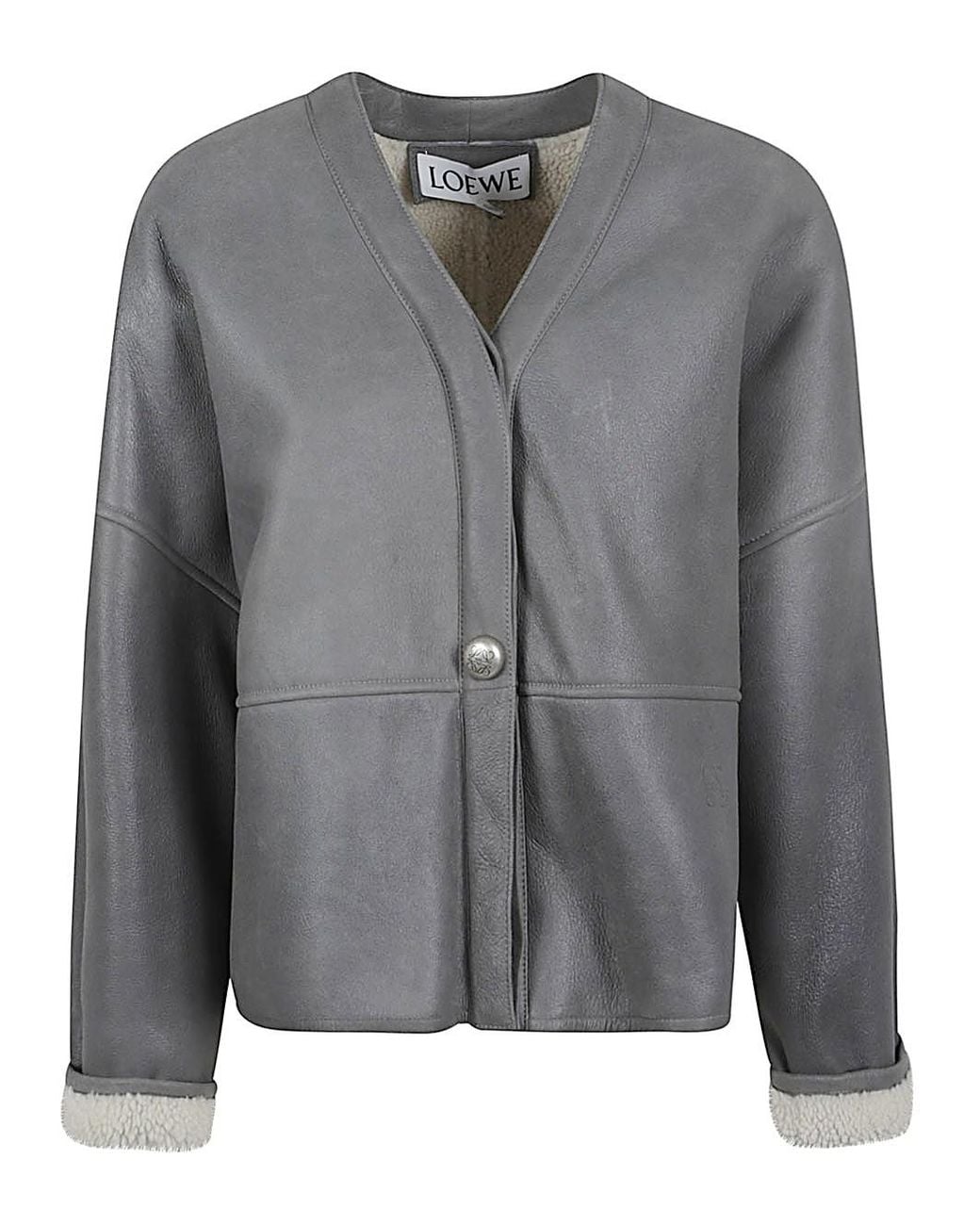 Loewe Gray Pebble Leather Jacket