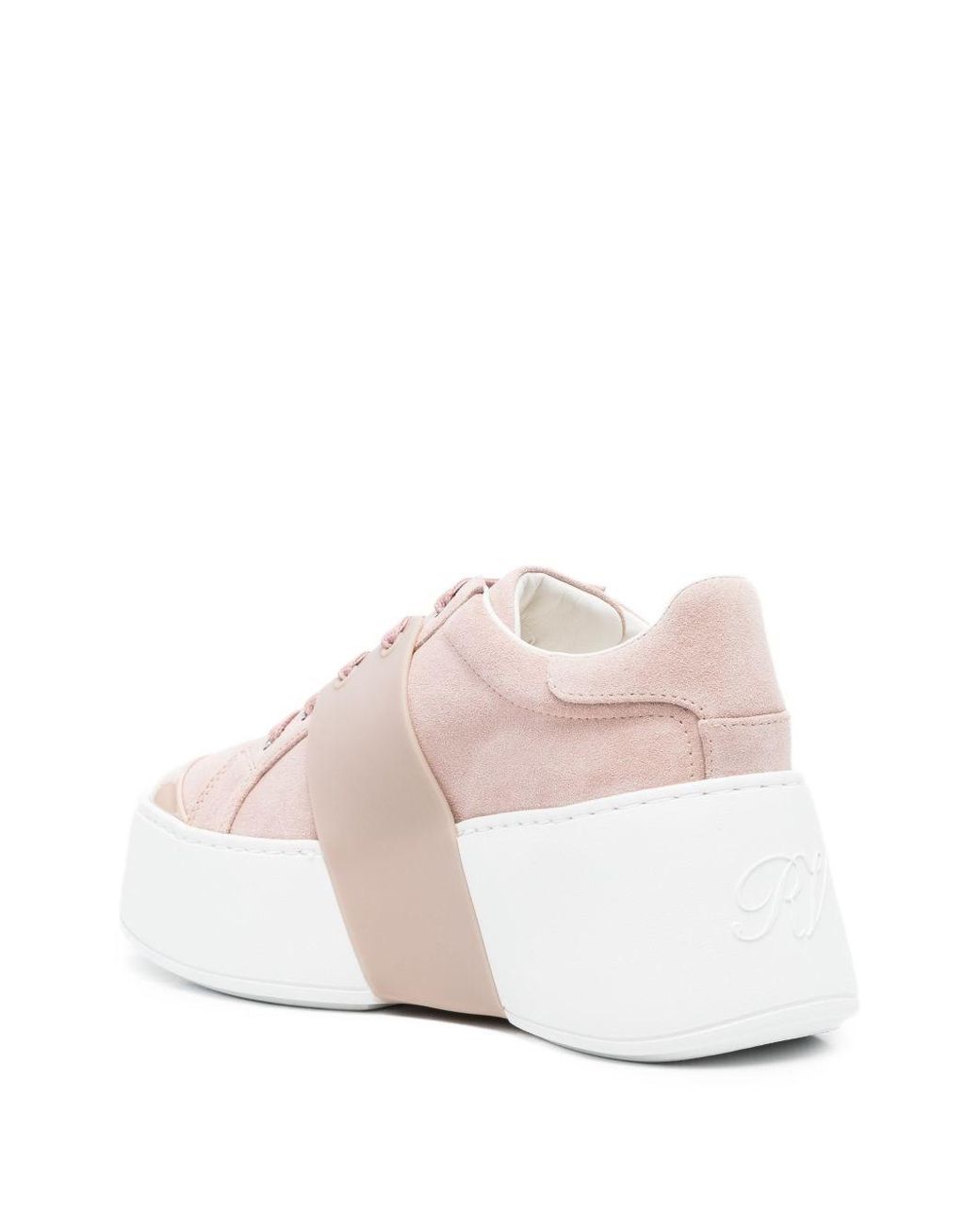 Roger Vivier Pink Viv Skate High Strass Leather Sneakers