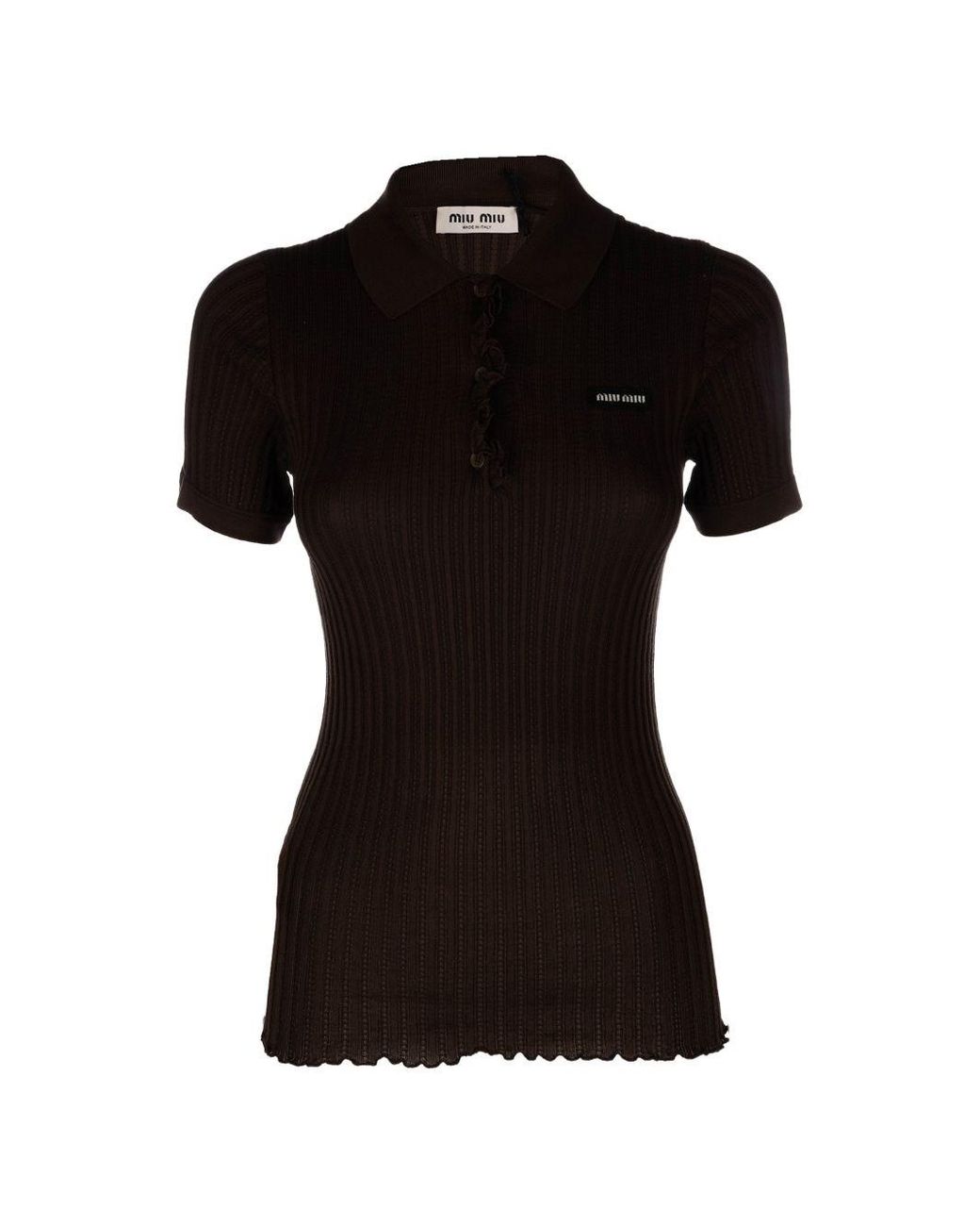 Miu Miu Black Silk Polo Shirt