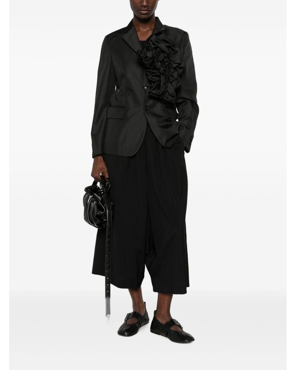 Comme des Garçons Black Rouched Single-Breasted Jacket