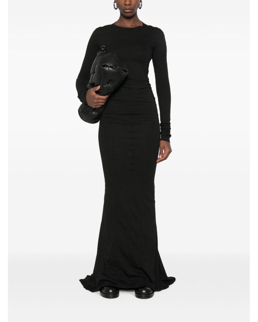 Rick Owens Black Cotton Gown Dress
