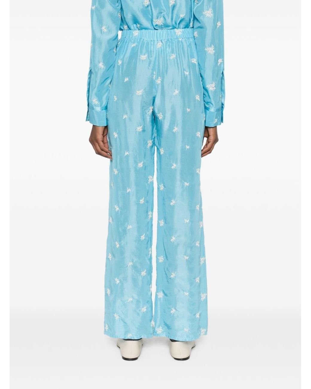 Forte_forte Blue Embroidered Silk Trousers