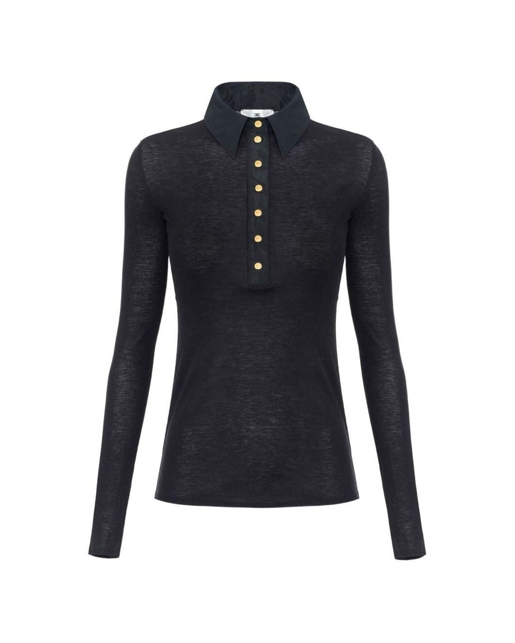Elisabetta Franchi Blue Wool Blend Polo Shirt