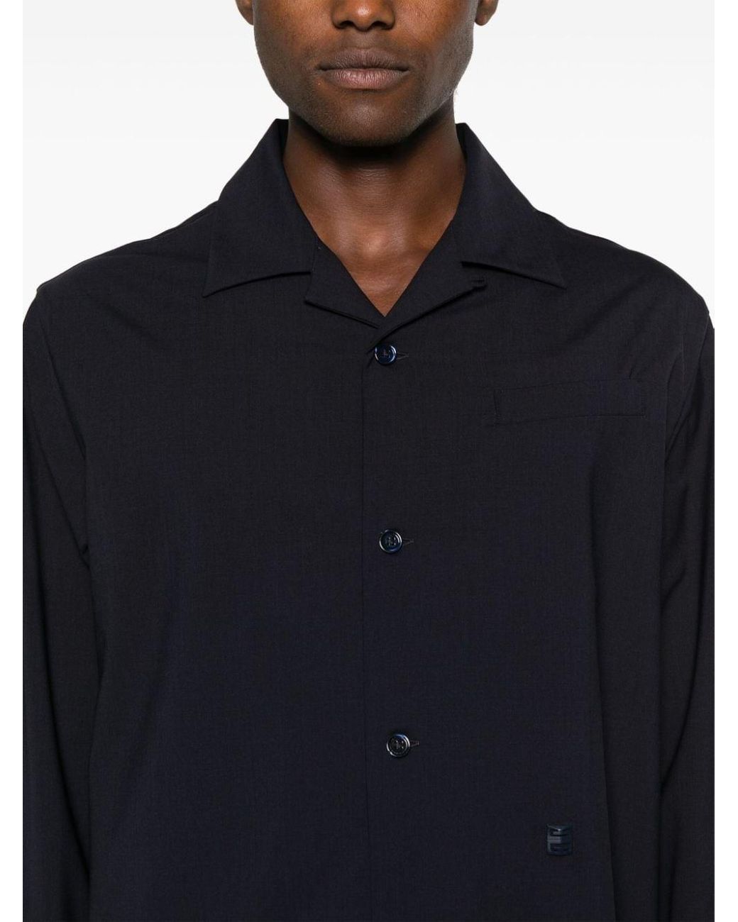 Givenchy Blue Logo Plaque Shirt for men