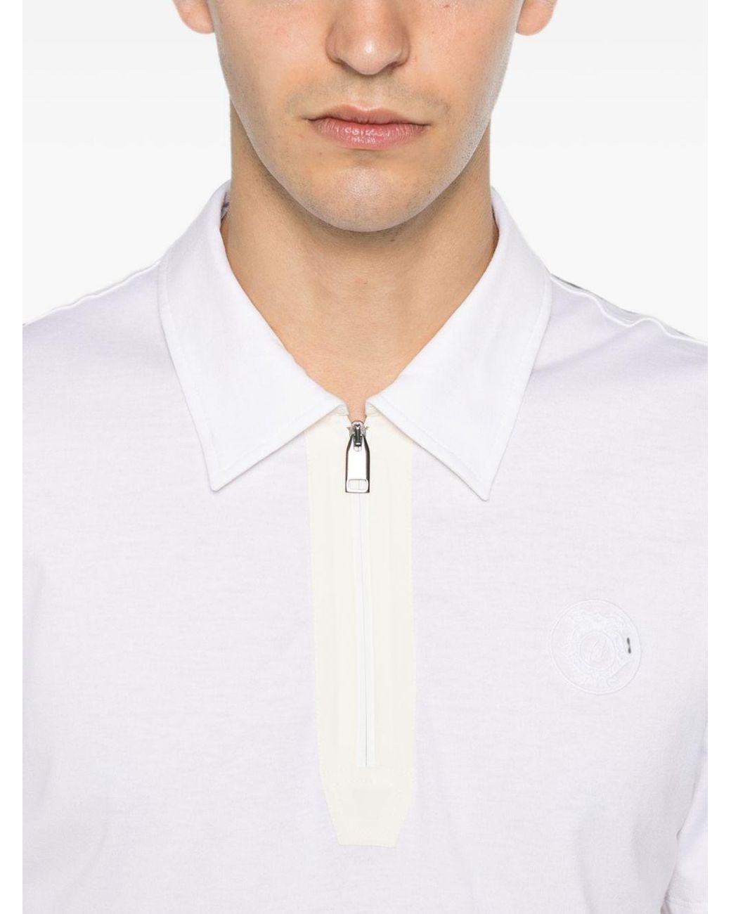 Brioni White Cotton Polo Shirt for men