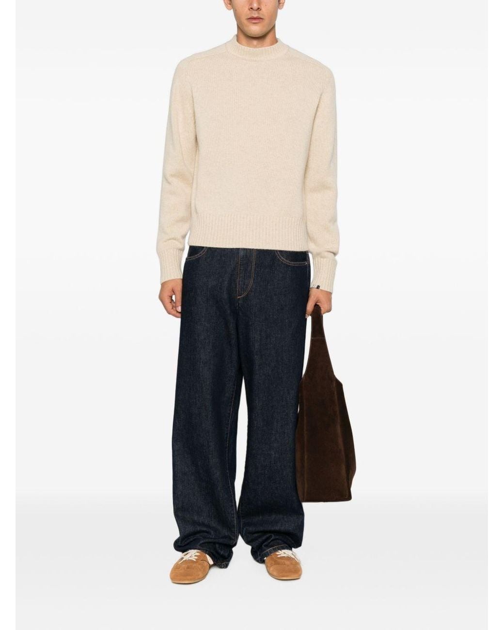 Extreme Cashmere White Cashmere Crewneck Sweater