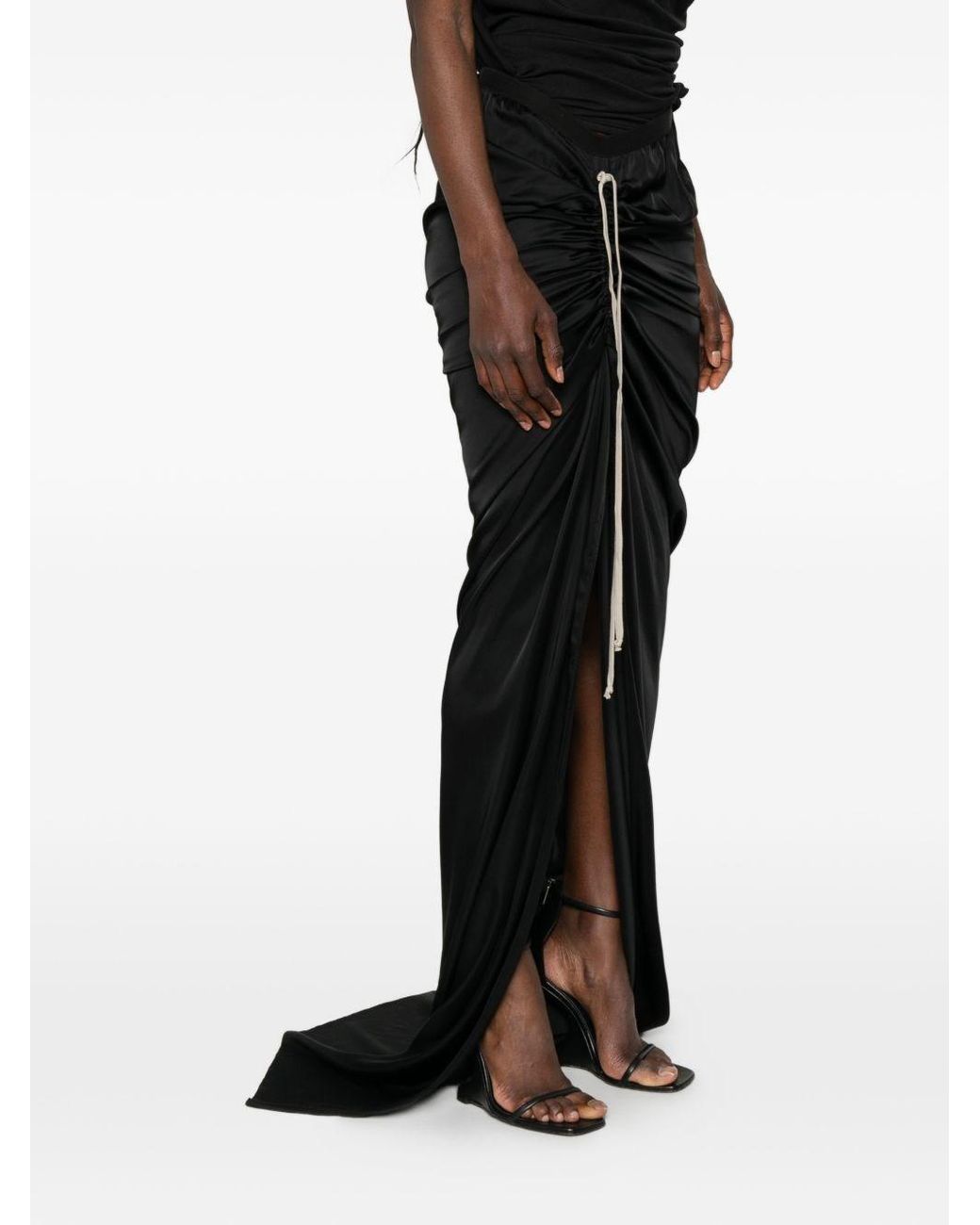 Rick Owens White Asymmetric Long Skirt
