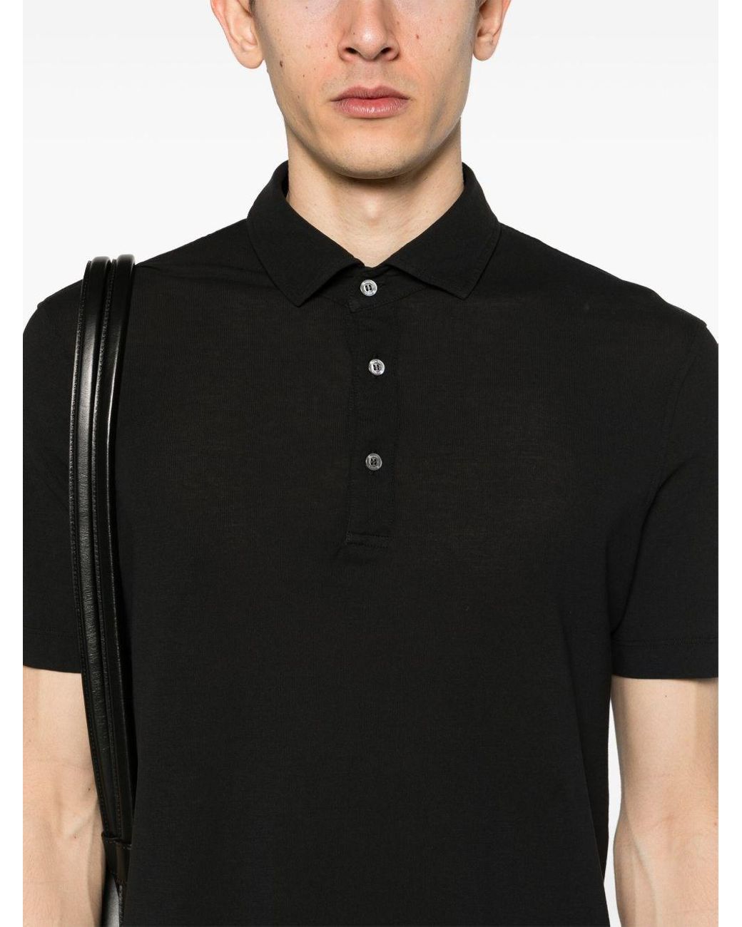 Drumohr Black Cotton Polo Shirt for men