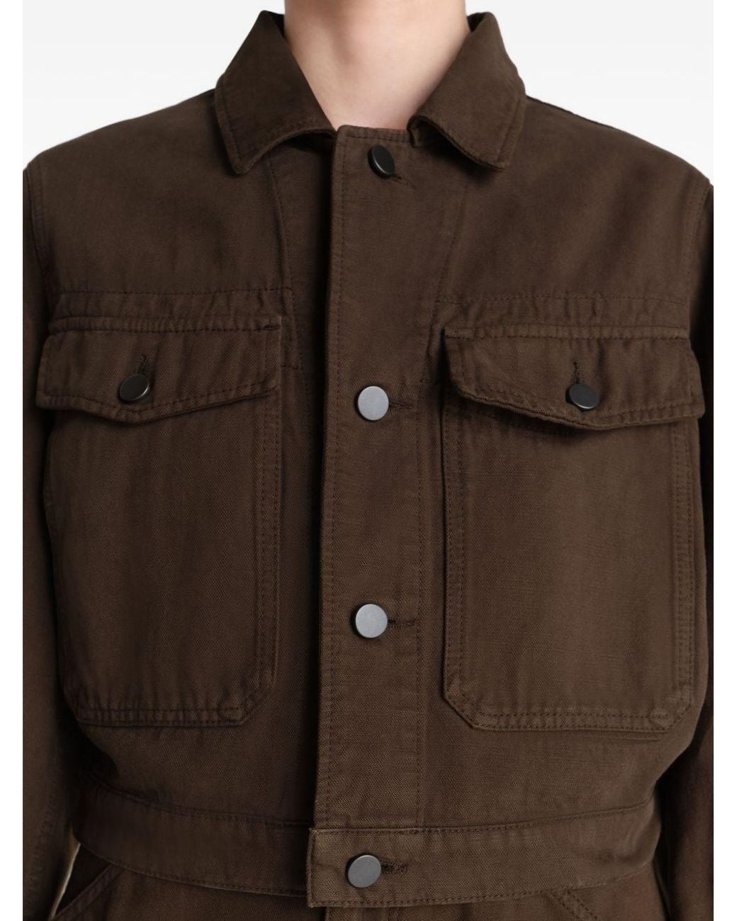 Lemaire Brown Cotton Cropped Jacket