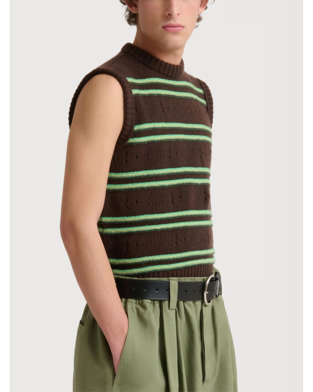 Marni Green Striped Vest for men