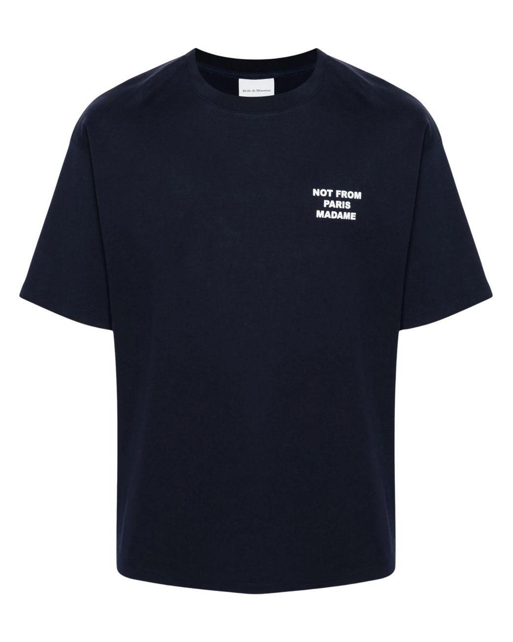 Drole de Monsieur Blue Slogan-Print T-Shirt for men