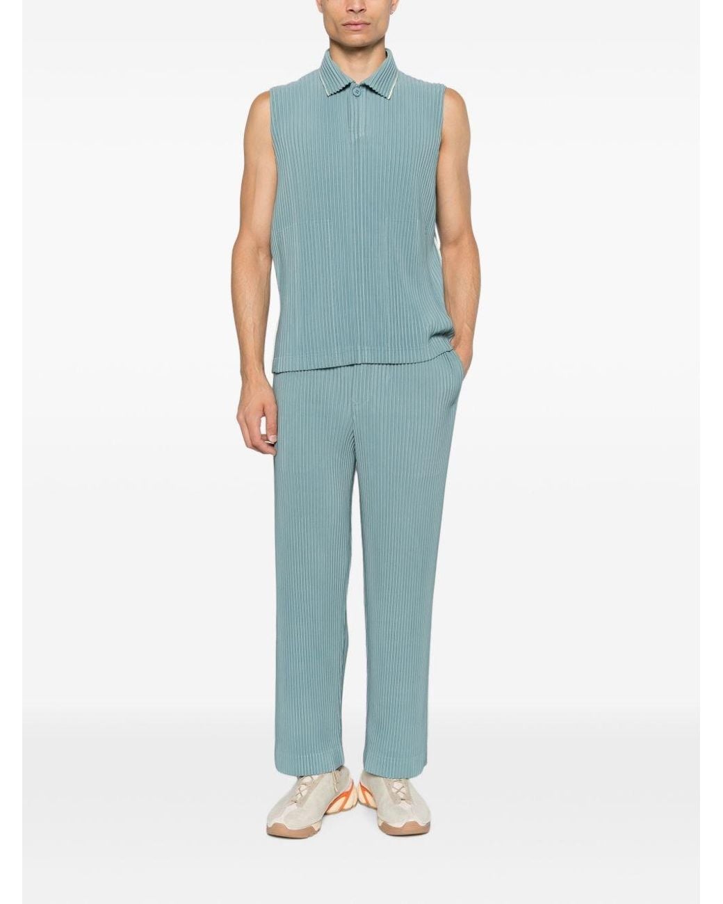 Homme Plissé Issey Miyake Blue Pleated Trousers By Homme Plisse' Issey Miy for men