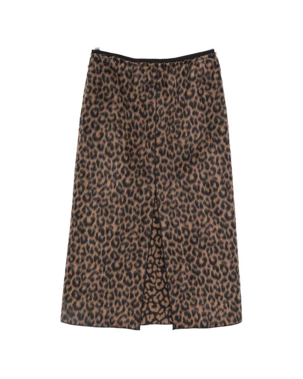 Alysi Brown Wool Midi Skirt