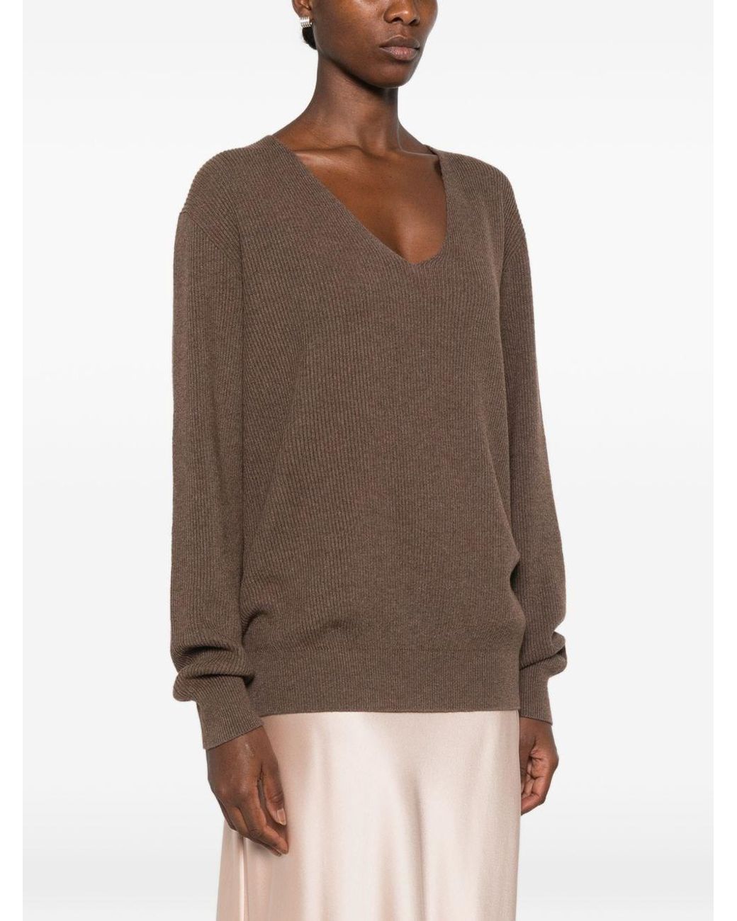 The Row Brown Phef Cotton And Cashmere Sweater