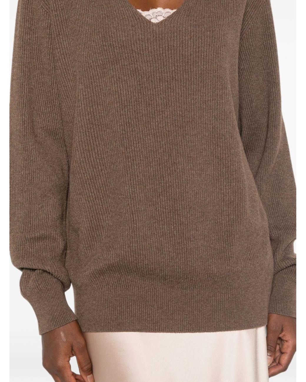 The Row Brown Phef Cotton And Cashmere Sweater